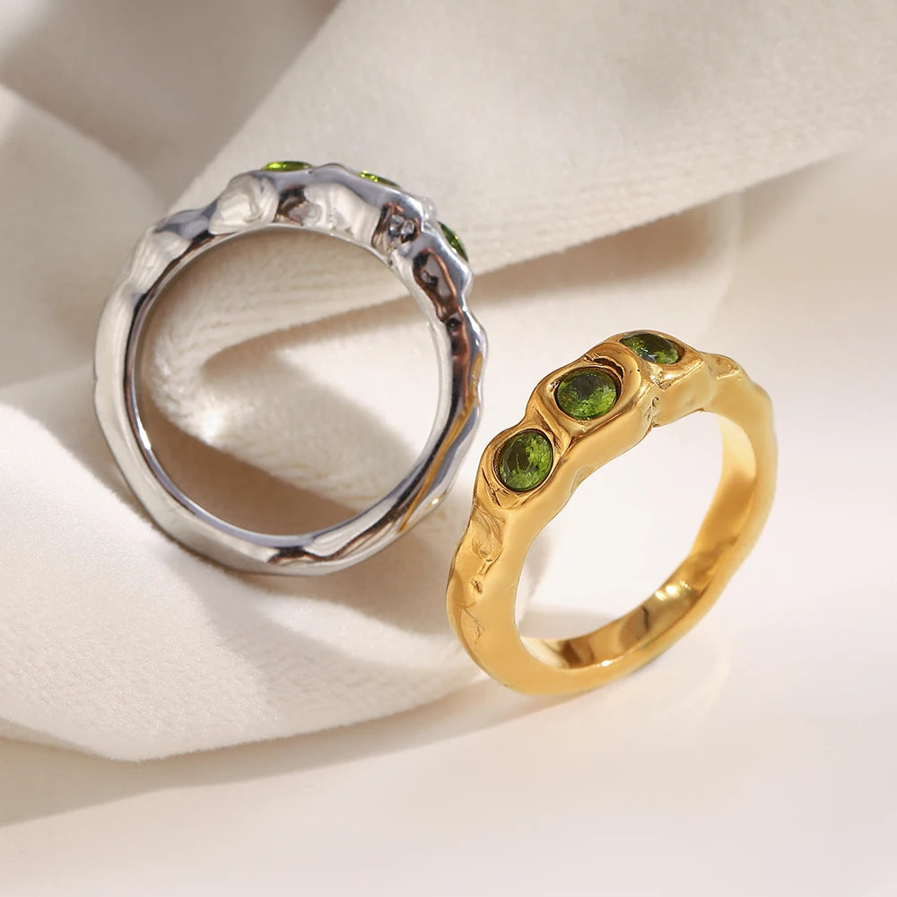 Green Zircon Ring - Chic Jewelry - OLIVIA JEWELRY