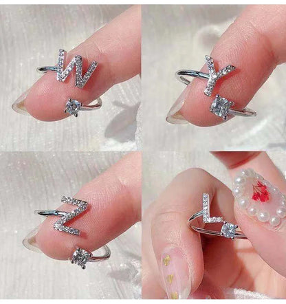 Initials Rings Zircon Letter Rings Wedding - OLIVIA JEWELRY