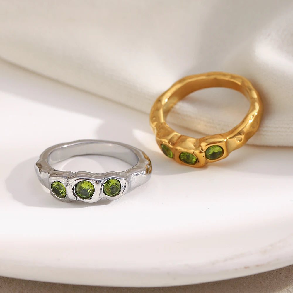 Green Zircon Ring - Chic Jewelry - OLIVIA JEWELRY