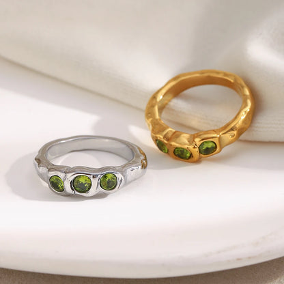 Green Zircon Ring - Chic Jewelry - OLIVIA JEWELRY